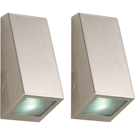 2er Set Smart Wand Leuchte Down Edelstahl Lampe Sprachsteuerung App Außen Beleuchtung im Set inkl. RGB LED Leuchtmittel