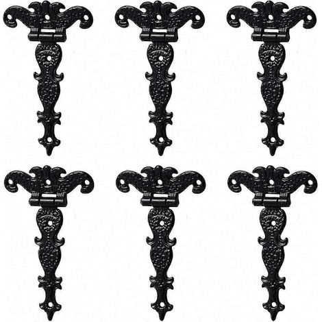 Charnières en T robustes de 15 cm (6 po) en alliage de zinc pour portes de cabanon - Finition noire antique avec vis (1/5)