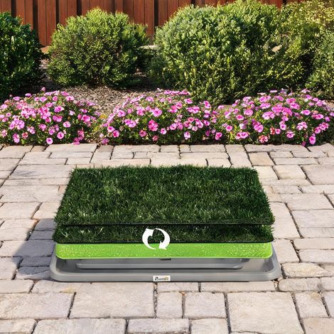 Tapis d'herbe artificielle pour chien 67 x 41 cm avec bac verde (1/5)