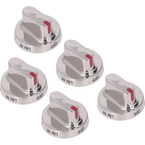5 boutons de commande en acier inoxydable pour cuisinière à gaz, compatibles DG64-00472A et DG64-00473A, remplacement couvercles (1/5)