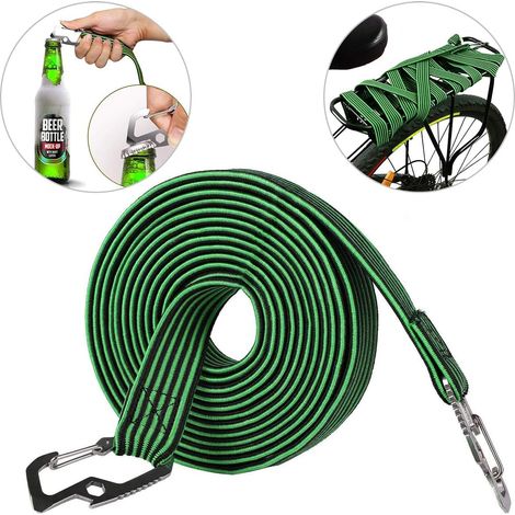 MINKUROW Cuerda Elástica Para Equipaje, Cuerda Elástica Universal Resistente Con Gancho De Acero Al Carbono, Apto Para Bicicletas, Coches Eléctricos 2m, Verde (1/5)
