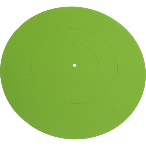 Tapis de platine vinyle universel en caoutchouc pour platines LP : réduit le bruit, basses plus profondes et de meilleure qualité (vert). (1/5)
