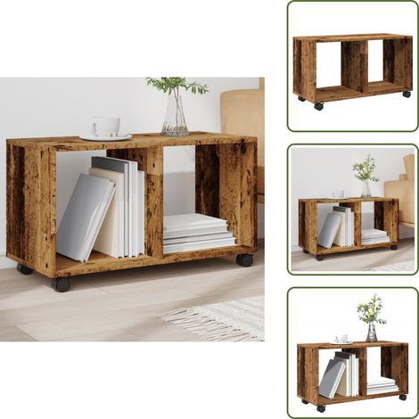 Stauraum - vidaXL Rollschrank Altholz-Optik 72x33x42,5 cm Holzwerkstoff - Schwenkrollen (1/5)