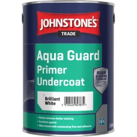 Johnstones Trade Aqua Guard Durable Water Based Primer Undercoat White 5 Litre