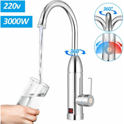 220V-240V Instant Water Heater Electric Faucet for Kitchen, Garden, Bathroom, Caravan, Camping Instant Heating Faucet, Instant Electric Heater - Silver (1/4)