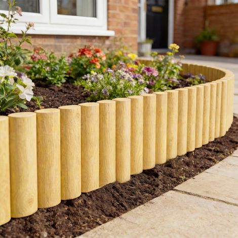 Valla de jardín, valla de madera, 176 cm x 30 cm, paneles de valla, valla para perros para jardín, macizos de flores, barrera para animales (1/5)