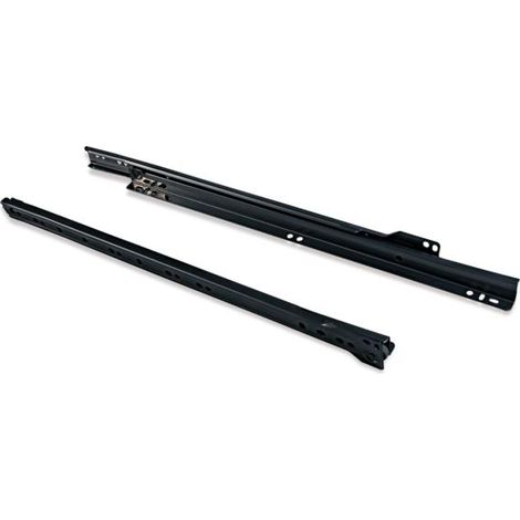Emuca Juego de guías de ruedas para cajones, cierre con caída, 550 mm, extracción parcial, Negro. -