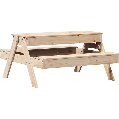 Picnic Table with Sandpit for Kids Solid Wood Pine vidaXL