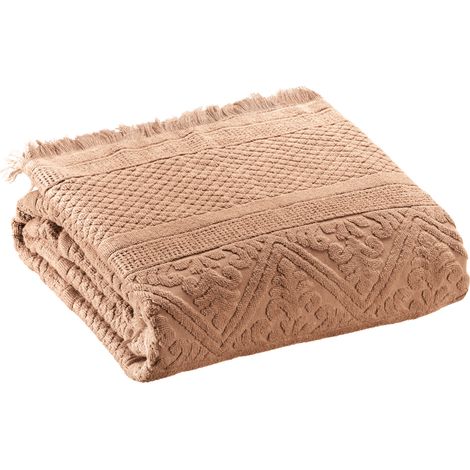 VIVARAISE - Drap de bain Zoé en coton 100% - Noisette - 100 x 180 cm