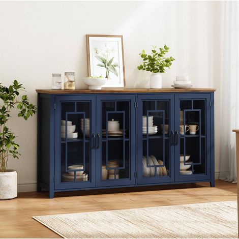 MEUBLIV aparador de cocina 145 x 40 x 185 cm blanco con LED y enchufes integrados (1/5)