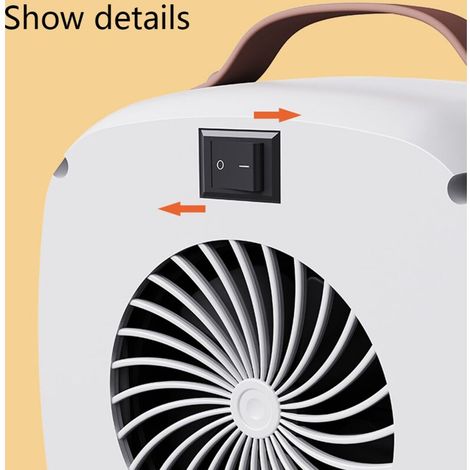 Radiateur soufflant - Chauffage électrique écoénergétique avec protection anti-basculement et anti-surchauffe pour salles de bains familiales, blanc
