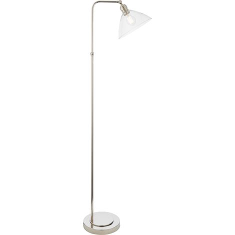 Merano Livorno Lampadaire en verre Bellora, nickel brillant et verre transparent, LED 10 W E27