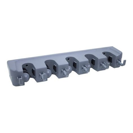 Support de rangement outils 5 emplacements – Matériau polypropylène – Installation facile avec matériel inclus – Pour balais et brosses (1/3)