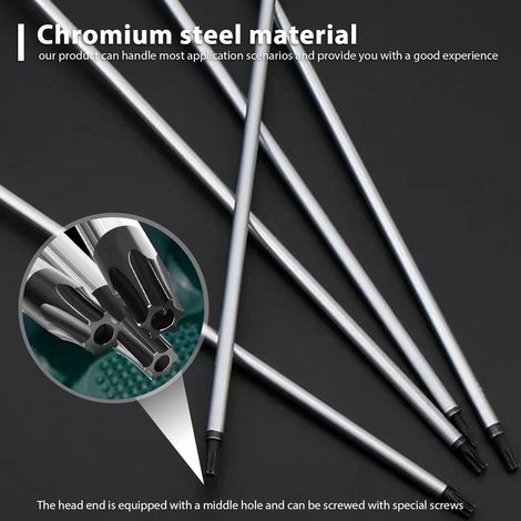 Set De 6 Tournevis Torx Longs : Tournevis Magnétique, Jeu De Tournevis Avec Poignée En Plastique, Tournevis Étoile Longueur De Lame 400mm (T15, T20, T25, T27, T30, T40)