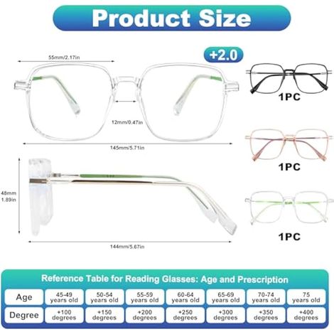 3 Paires Lunettes De Lecture Femme, Grosses Lunettes Carrées Anti-Éblouissement & Antifatigue Oculaire Lunette Anti Lumiere Bleue Femme et Homme pour Reading Glasses,Lunette d'Ordinateur,Conduite (1/5)