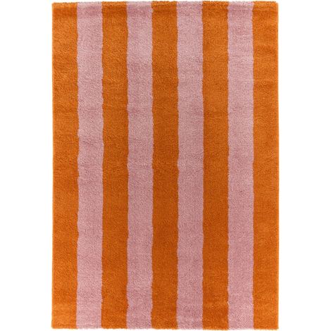 Alfombra interior con rayas naranja y rosa