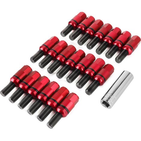20 vis de roue M14x1.5 en alliage d'aluminium renforcées pour Porsche 718 Boxster (982) et 911 Carrera, rouge (1/5)