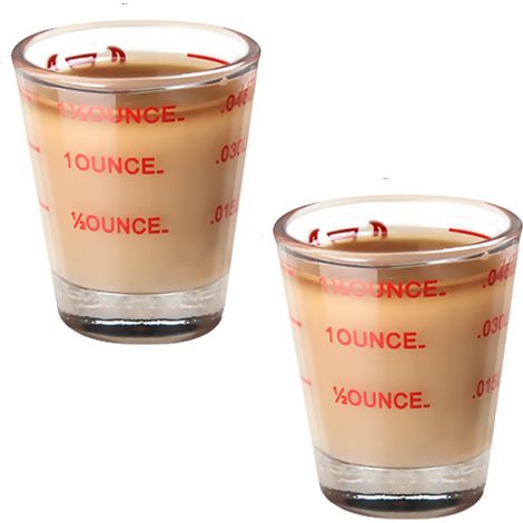 Verre à Mesurer - Verre à Expresso en Verre Épais avec Graduations - Pour Café, Vin, Lait, Cuisson et Contrôle des Portions - Lot de 2 (1/5)