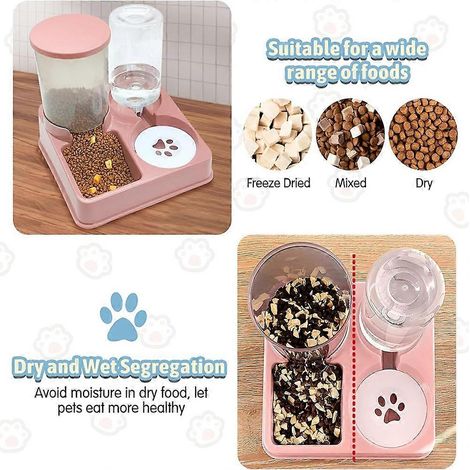 Distributeur automatique de nourriture et d'eau pour chat 2 en 1, distributeur automatique inclinable de nourriture et d'eau pour animaux de compagnie (1/5)
