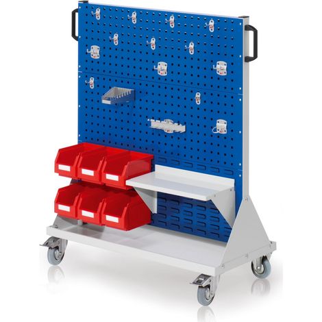 Kappes RasterMobil® mobiler Arbeitsplatzschrank Größe 3 1230x1000x500mm 4 Lochplatten 2 Schlitzplatten 28-teilig - enzianblau
