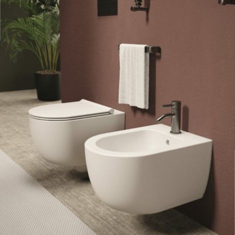 Wc suspendu UNICA 50 Mauve mat. Abattant standard