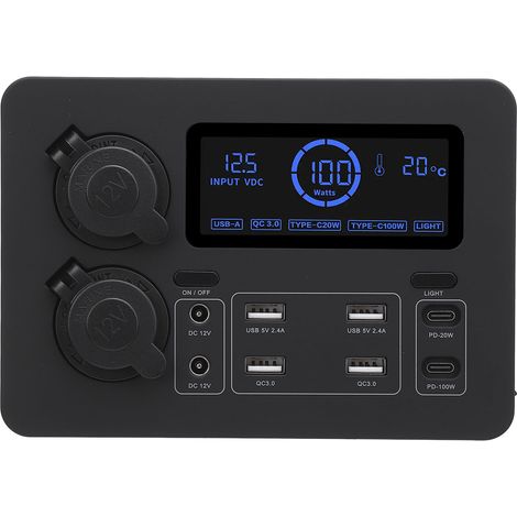 Mini alimentatore da 12 V, 100 W, con schermo LCD, porta USB C QC3.0 per 4 uscite, compatibile con Anderson, ideale per barche, camper e auto. (1/5)