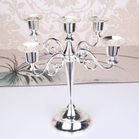 Chandelier en métal à cinq lampes, style européen, finition or/argent.(argent) (1/3)