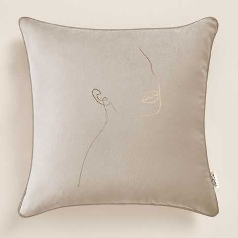 Housse décorative de Coussin 40 x 40 cm Taie d'oreiller pour Coussins Canapé avec Fermeture éclair Invisible Beige, 1 pièce (1/4)