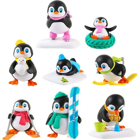 Lot De 8 Figurines De Mini Pingouin en PVC Pingouins Miniatures pour Décoration De Noël Et D’Hiver Déco De Bureau Chambre D’Enfant Gâteau D’Anniversaire Et Fêtes (1/5)