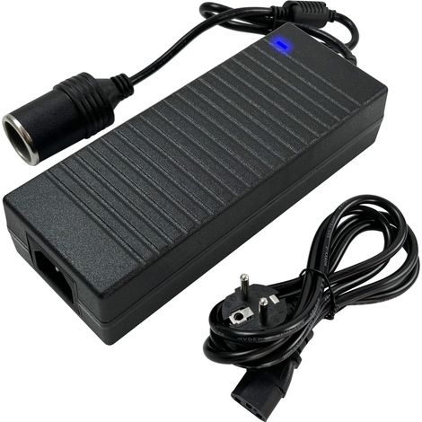 Adaptador de CA a CC de 220 V a 12 V, transformador de 10 A y 120 W, convertidor automotriz, toma de encendedor de coche, cargador para inflador de neumáticos y aspiradora.