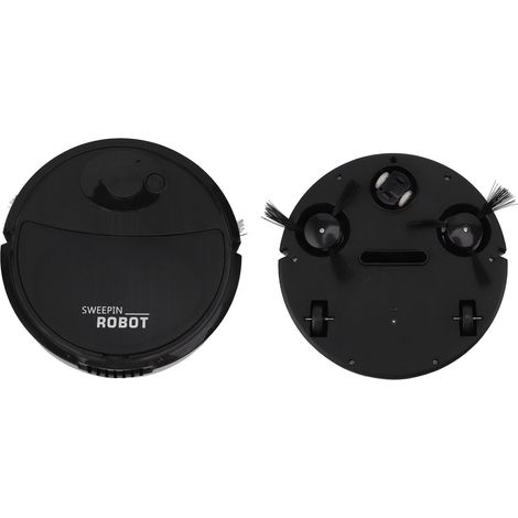 Aspirateur Robot noir, balayage intelligent 3 en 1, roue pivotante à forte aspiration, Mini vadrouille pour sols durs (1/5)