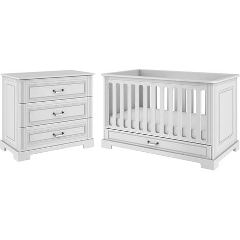 Mitwachsendes Bett 70x140 und Kommode mit 3 Schubladen Bellamy Ines Weiß (1/5)
