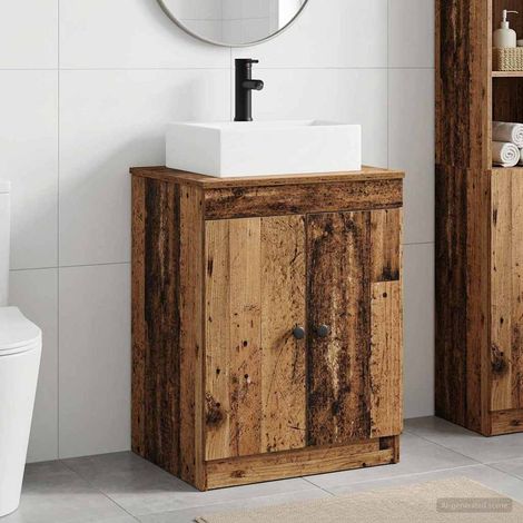 vidaXL Juego de muebles de baño Madera envejecida Madera de ingeniería (1/5)
