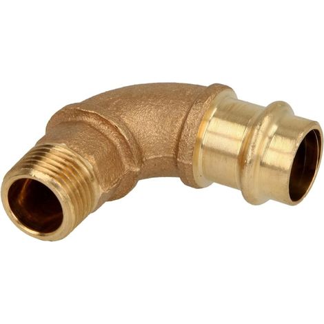 Raccord à sertir laiton rouge coude 90° 18 mm x 1/2'' FM contour V