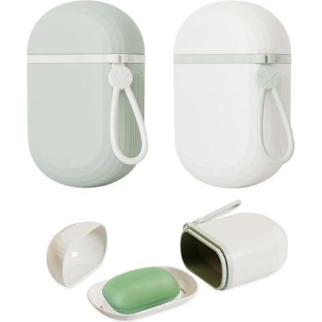 Bardusch-Lot de 2 boîtes à savon voyage – étanches, avec couvercles, usage camping/douche/salle de bain/extérieur (1/5)