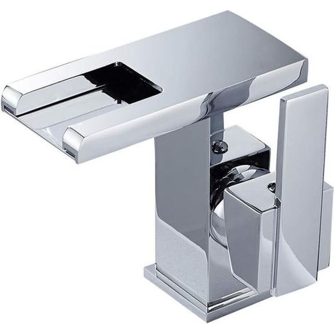 Robinet de salle de bain LED à cascade, argenté (1/5)