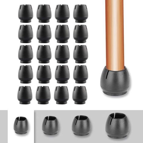Lot de 20 Protections de Pieds de Chaise en Silicone, Pour Meubles Ronds 12-16mm, Noir (1/5)