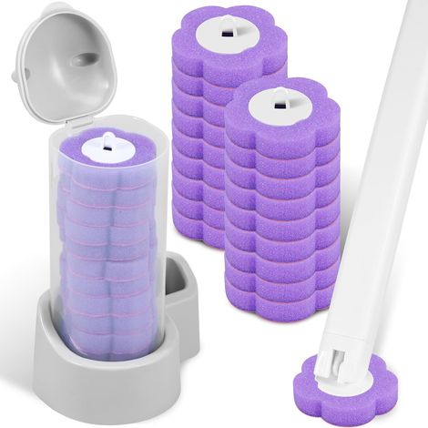 Kit de nettoyage de brosse de toilette avec têtes de rechange pour cuvette de toilette et support avec long manche et recharges de nettoyant, kit de nettoyage pour salle de bain, évier, baignoire (1/5)