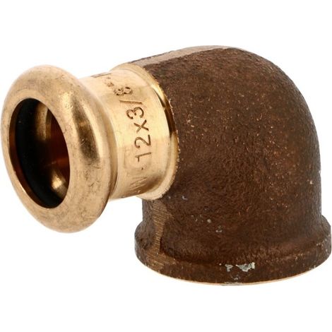 Coude 90° laiton à sertir 8090G Ø12 taraudé femelle 3/8" chauffage et sanitaire - THERMADOR 8090G1212