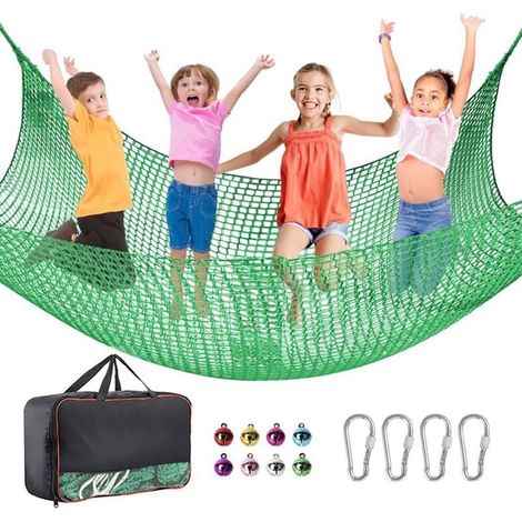 Filet d'escalade pour Aire de Jeux, Anti-Chute, Sécurité pour Enfants, Double Couche, Trou de 4cm, Con 6 Crochets de sécurité, Sac de Rangement (Vert, 2×3) (1/5)