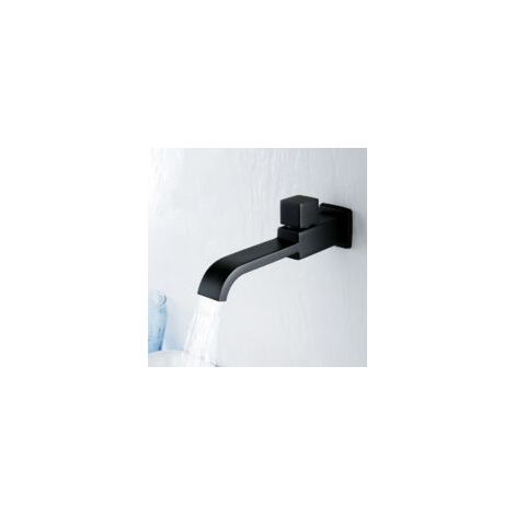 Einzelner Wand-Kaltwasserhahn, mattschwarzer Waschtischhahn, Messing-Waschtischhahn, Kaltwasserhahn mit G1/2-Gewinde, Badaccessoires - Crezuo