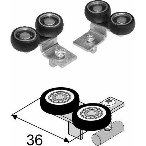 – Jeu de galets supérieurs pour porte coulissante lamino 18mm – Galets gauche et droite – Panneau de verre – Fixation armoire dressing