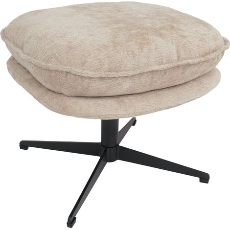 Hocker mit Polster HHG-704, Sitz-/Fußhocker Fußablage Ottomane Stoff/Textil Chenille (370 g/m²) creme