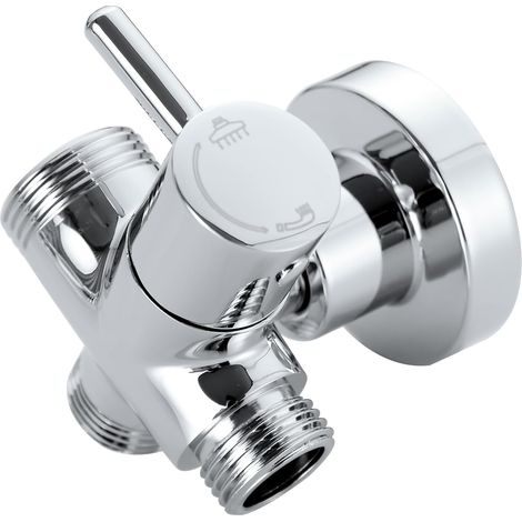 Vanne de commutation Inverseur 3 voies en laiton massif avec levier pour basculer entre le pommeau de douche et la douchette de douche