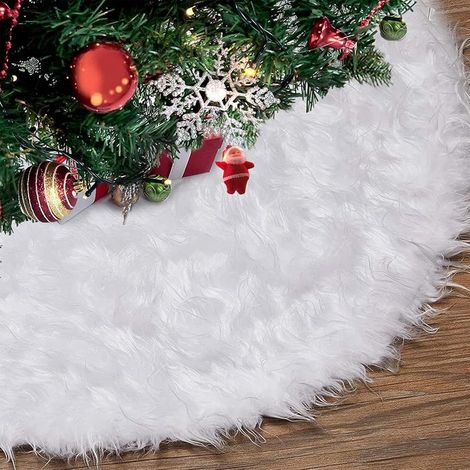 Jupe de sapin de Noël – Décoration de neige en fausse fourrure blanche de 78 cm pour le pied du sapin (1/5)