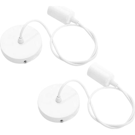 2er-Pack E27 Metall-Pendelfassung – Einstellbares Kabel 100 cm – Für Deckenbeleuchtung, Wohnzimmer, Schlafzimmer (Weiß)