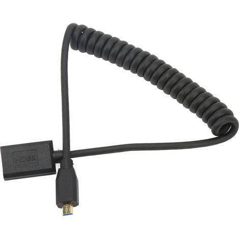 Câble Micro HD vers HD 8K 60 Hz, interface multimédia femelle à ressort fin, diamètre extérieur 4,0 mm, pour appareil photo, tablette et TV, câble de connexion universel de 1,2 m à tête droite (1/5)