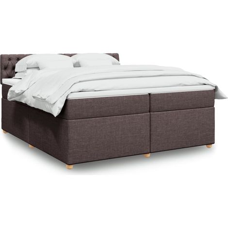 Boxspringbett mit Matratze Dunkelbraun 200x200 cm Stoff