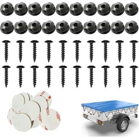 JSSEVN - Fastening Button Hooks, Plastic Fasteners, 20 Pcs Round Tarpaulin Hooks, Trailer Hook, Car Trailer Hitch, Trailer Side Hook (1/5)