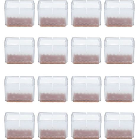 Cale-pieds de chaise carrés en silicone, élastiques, antidérapants, réducteurs de bruit, embouts de protection pour meubles, adaptés aux parquets, lot de 16 pièces. (1/5)